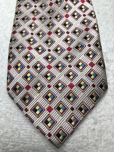 TANGO MENS TIE LIGHT GRAY WITH RED BLUE GOLD 3.5 X 60 NWOT - Picture 1 of 4