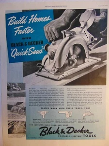 1946 BLACK & DECKER QUICK SAWS Build Faster Vintage Kunstdruck Anzeige - Bild 1 von 1