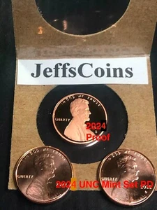 2024 PDS US MINT Set Lincoln UNCIRCULATED & S PROOF Penny P D S 3 - Picture 1 of 19