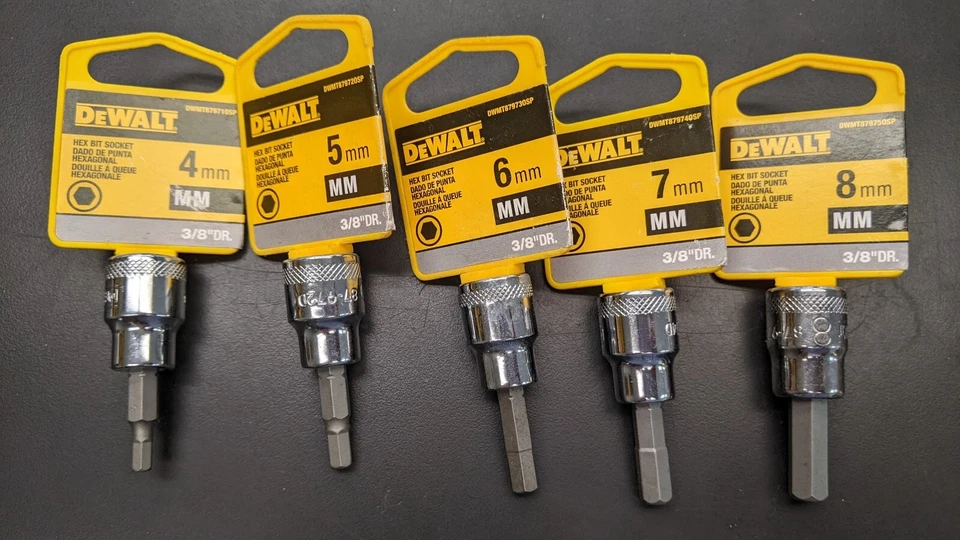New DEWALT 5 Pc. HEX Bit Sockets- Metric - 3/8" Drive- Free Shipping - Image 1 of 4
