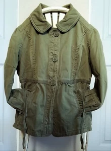 Green Small Abercrombie Fitch Zara Girls Gathered Trench Coat Olive Jacket Crop - Picture 1 of 11