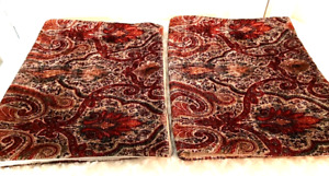 Pottery Barn 16”x 26”Red Beige Velvet Linen Paisley Lumbar Pillow Cover Set of 2