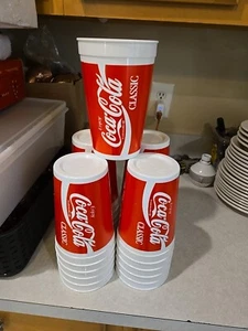  Vintage 80s Coca-Cola 44oz Pack of 21  Plastic Restaurant Style Cups  VTG  - Picture 1 of 8