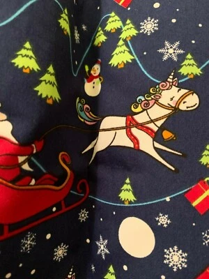 CHRISTMAS SCRUB TOP SIZE: XS, S, M, L, XL, 2XL SANTA'S UNICORN NWT NURSE MEDICAL - Image 1 of 4