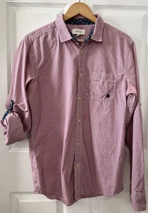 RIV/SD Mens Size Large Check Red Button Up Flip Cuff Roll Tab Long Sleeve Shirt - Picture 1 of 24
