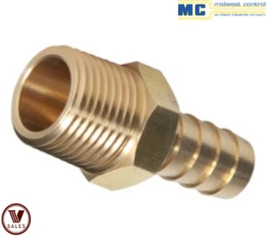 FACTORY NEW! Midwest Control 1/4" Hose Barb x 1/4" MPT Brass Fitting HBM-2525 - Picture 1 of 4