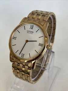 mens citizen eco drive stiletto watch Rose Gold ( For A Wrist Around 18cm) - Picture 1 of 20