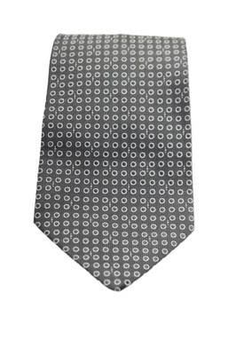 Giorgio Armani Cravatte Mens Silk Polka Dot Wide Width Necktie Grey White - Image 1 of 4