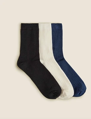 J. CREW 罗纹短靴袜三件套 ONE SIZE MULTI 全新带标签 — 第 1/2 张图片