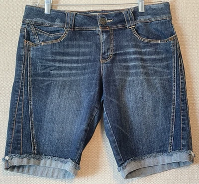 Pantalones Cortos Jolt Mujer Talla 11 (34x10) Azul Denim Bigotes Doble Costura Dobladillo Puño Foto 1 de 4