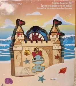 Loungefly Disney Lilo & Stitch Scrump Sliding Stitch Sandcastle 3" LE 1700 Pin - Picture 1 of 5