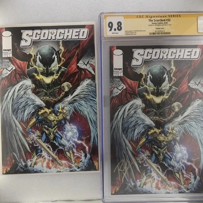 CGC 9.8 SCORCHED #32 SIGNED & COLOR REMARK/REMARQUE/SKETCH RAYMOND GAY (SPAWN) - Image 1 of 4