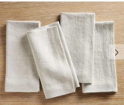 Pottery Barn Mason Oversized Linen Napkins (4) Beige Tan 22”x22” NWT - Image 1 of 4