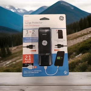 New GE 10516 3 Outlet Travel Surge Protector 350 Joules with USB ports - Picture 1 of 2