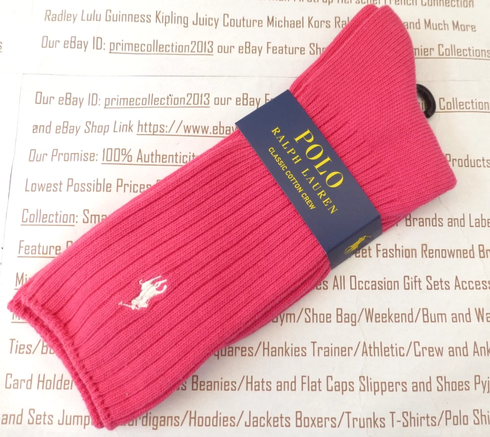 Mens 1pk Classic Ribbed Crew Sock Polo Ralph Lauren Asst-coloured O/S Socks BNIP