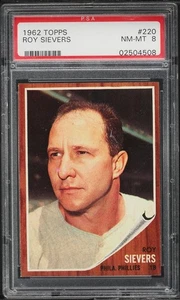 1962 Topps BB Card #220 Roy Sievers Philadelphia Phillies PSA 8 NM-MT - Picture 1 of 2