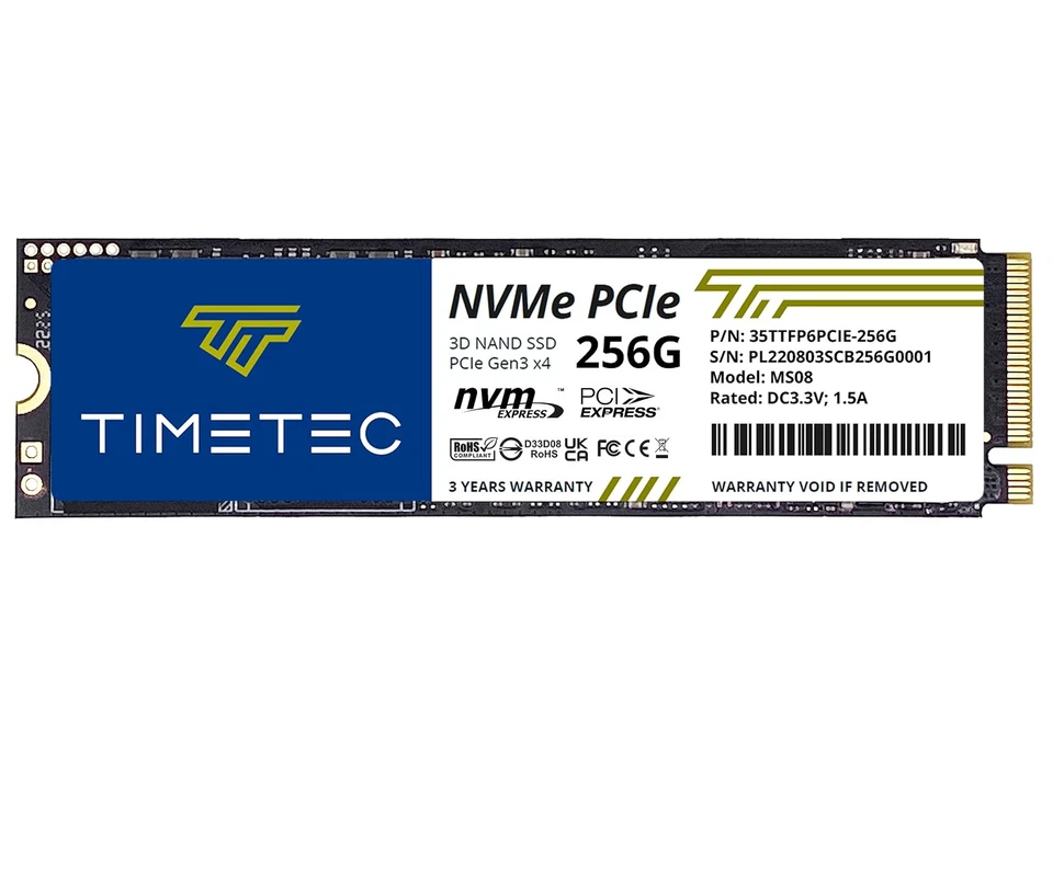 256GB SSD NVMe PCIe Gen3x4 8Gb/s M.2 2280 3D NAND High Performance SLC Cache ... - Image 1 of 4