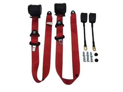 2PCS Retractable Adjustable 3 Point Safety Belt Trucks Vehicle Seat Belt Red Foto 1 de 4