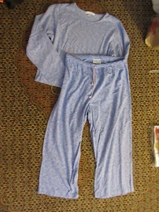 Tommy Hilfiger Women's 2-Piece Blue Pink Pajama Set Long Sleeve Top Pants sz L - Picture 1 of 3