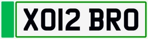 X BRO 😎 BRUV BOY TOY BIG COOL NUMBER THEME PRIVATE REGISTRATION PLATE XO12 BRO - Picture 1 of 4