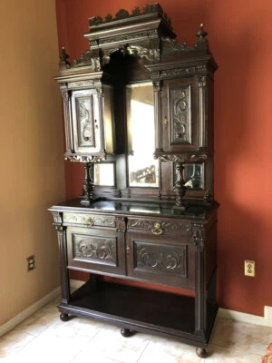 ANTIGUO APARADOR ITALIANO ESPEJADO, SIGLO XIX (1800) Foto 1 de 2