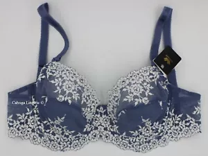 Reggiseno completo con ferretto Wacoal 65191 "Embrace Lace" grigio ardesia/bianco 38С nuovo con etichette - Foto 1 di 7