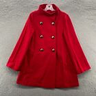 Alice & Olivia Coat Womens XS Red Wool Blend Double Breasted Peacoat Jacket