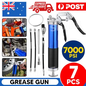 Grease Gun Pressure Pistol Grip Dual Flow 7000PSI Flex Hose Industrial Quality - Picture 1 of 9