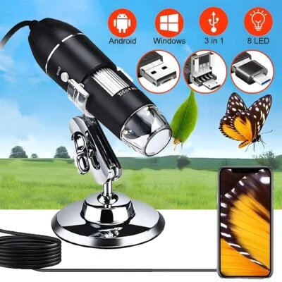 High Definition Mini USB Digital Mikroskop Lupe1600X HD Microscope Kamera 8 LEDs - Bild 1 von 4