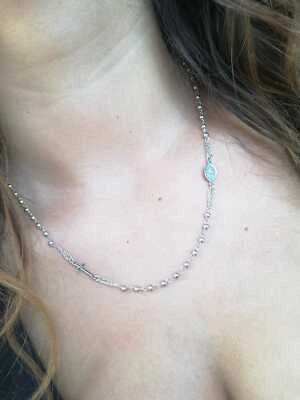 COLLANA A ROSARIO IN ARGENTO 925 RODIATO IN ORO 18KT  - Immagine 1 di 4