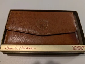 Princess Gardner NOS Cinnamon Pebbled Leather Checkbook Secretary Wallet - Picture 1 of 6