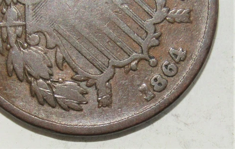 1864 2 Cent Piece Repunched Date ERROR Cover