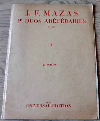MAZAS 15 DUOS ABECEDAIRES FOR 2 VIOLINS NO's 6-10 SHEET MUSIC BOOK 1946 AUSTRIA - Image 1 of 3