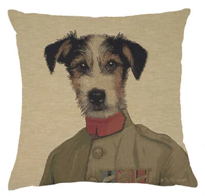 Percival Terrier Green European Cushion Cover Home Decor Woven Pillow 18x18 in - Picture 1 of 5