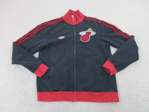 Miami Heat Sweater Adult Small Black Red Basketball Sweatshirt Adidas Mens A27* Cover