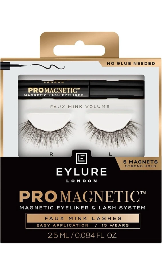 Eylure Pro Magnetic Eyeliner & Lash System Faux Mink Eyelashes 5 Magnets Lash  - Image 1 of 1