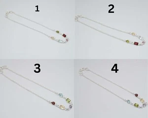 925 Solid Sterling Silver Faceted Peridot ,Amethyst Multi Stone Anklet LT745 - Picture 1 of 12