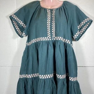 Boho Prairie Peasant Embroidered Wom Sz M Quality Cotton Madewell Midi Dress - Picture 1 of 8