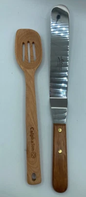 Ateco Offset Spatula #1389 Stainless Steel Japan & Calphalon Wood Slotted Spoon - Image 1 of 4