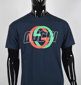 Gucci Men's Navy T-Shirt XXL | Overlapping Logo Print | - Picture 1 of 6