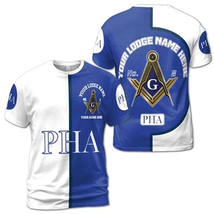 Personalizar Nombre Lodge Name PHA Masonería Masónica Unisex Camiseta 3D Talla S-5XL - Imagen 1 de 4