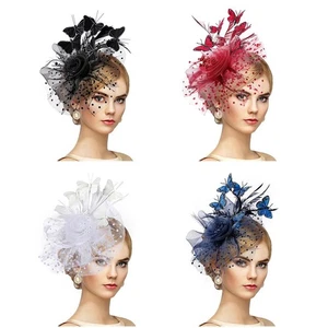 Classic Butterfly Derby Hat Mesh Wedding Cocktail Headband for Women - Picture 1 of 19