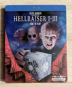 HELLRAISER I-III LIMITED EDITION BLURAY STEELBOOK - CLIVE BARKER - UNCUT & OOP - Picture 1 of 3