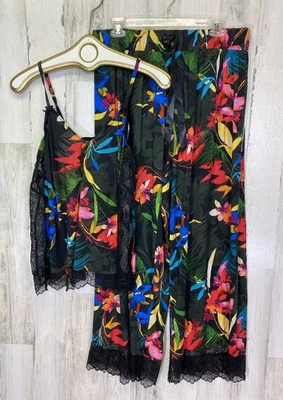 Lane Bryant Cacique Micro Cami Floral Tropical Lace Accents Pajama Set Sz 14/16 - Image 1 of 4