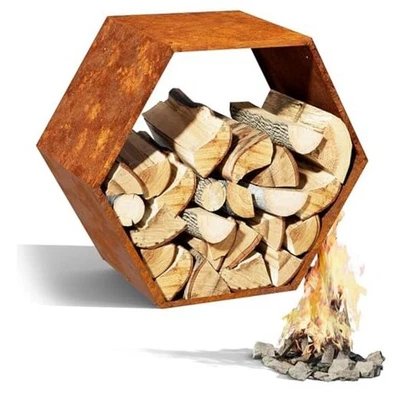 Firewood Log Rack Hexagon Heavy-Duty, Sturdy Log Holder with Honeycomb Design  - Image 1 of 4