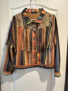 Fashion Express Western Suede Tasseled Jacket Women’s LG - Picture 1 of 13