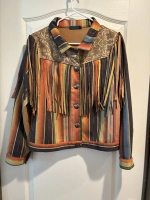 Chaqueta Fashion Express Western de gamuza con borlas para mujer LG Foto 1 de 4