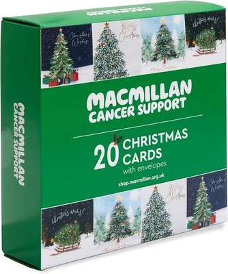MACMILLAN CANCER SUPPORT Macmillan Christmas Tree Charity Christmas Cards – Pack of 20 Luxury and Eco-Fri