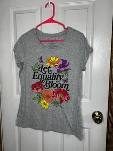 Wound Up Top Girls Size XXL 19 Let Equality Bloom Flower Short Sleeve Shirt - Picture 1 of 4