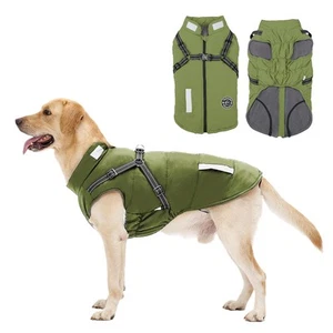 Warm Dog Jacket - Fleece Coat with Built-in Harness Reflective Stripes Waterp... - Picture 1 of 7